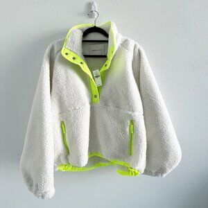 NEW American Eagle Sherpa Teddy Pullover Jacket Sweatshirt White L large